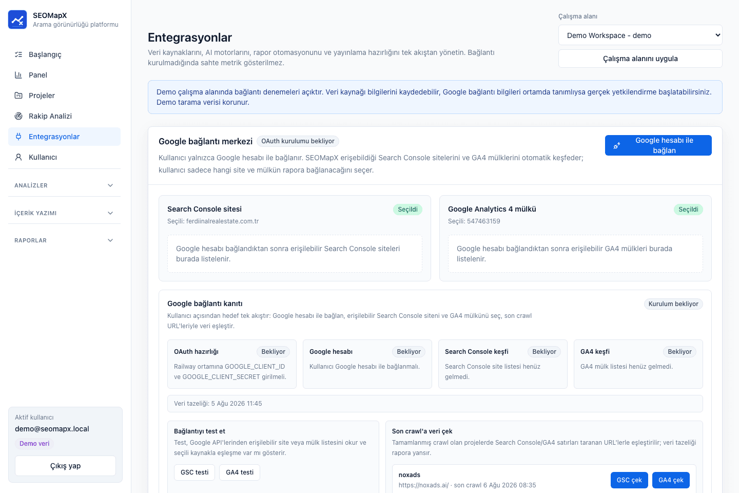 Google ve veri bağlantıları ekran görüntüsü
